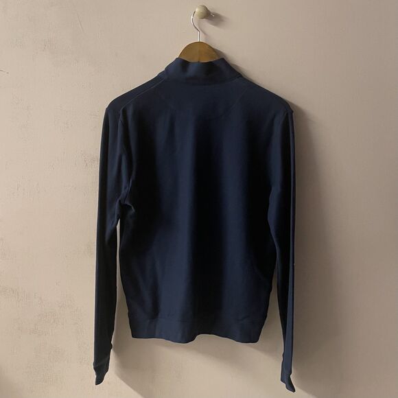 TD Thomas Dean Men's Navy Blue Quarter Zip Pullover Sweater Size M GUC - Picture 10 of 11